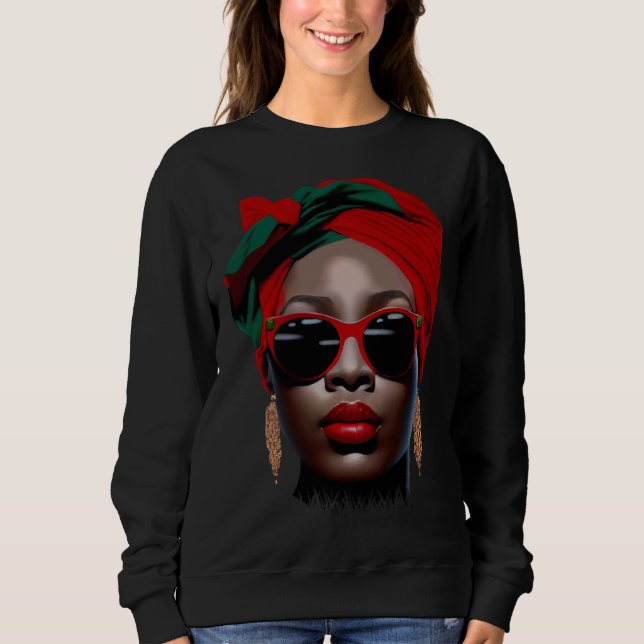 Black Queen Melanin Earrings Lips Cute Black Histo Sweatshirt (Vorderseite)