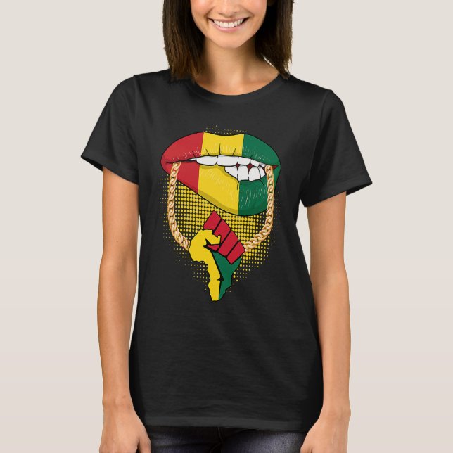 Black Queen Melanin Lips Africa Flag Pride BHM Bla T-Shirt (Vorderseite)