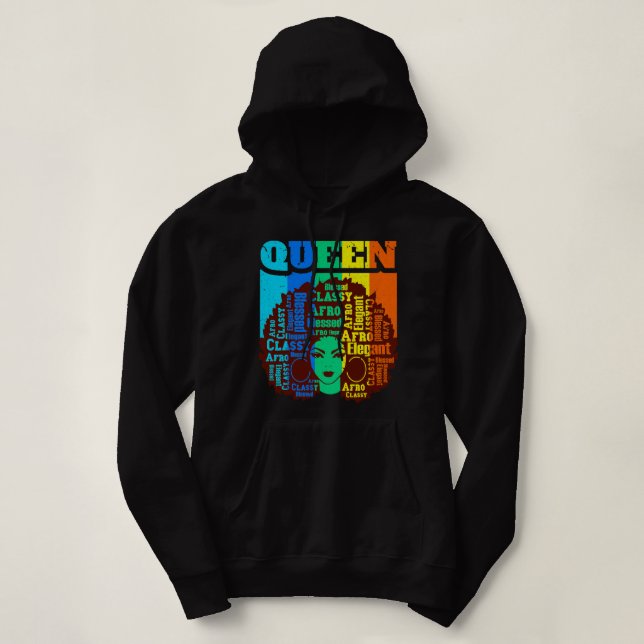 Black Queen Melanin Magic Sista Woman Queens Brown Hoodie (Design vorne)