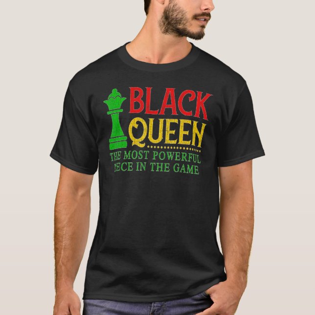 Black Queen Most Power Schach African American W T-Shirt (Vorderseite)