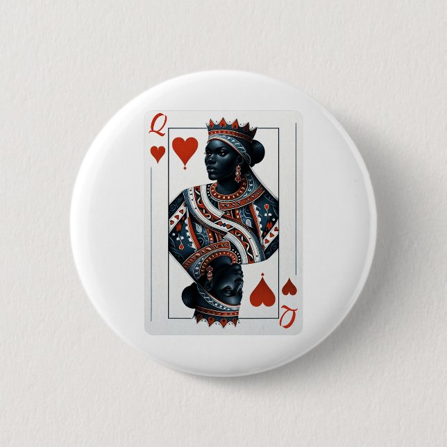 Black Queen of Hearcard Deck Game Stolz Black W Button (Vorderseite)