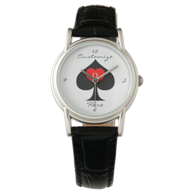 Black Queen of Spades Red Heart Thunder_Cove Armbanduhr (Vorderseite)