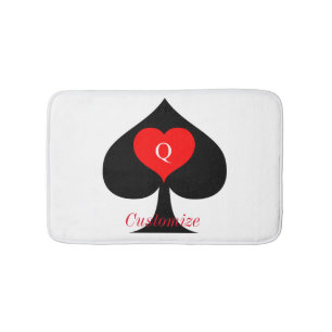 Black Queen of Spades Red Heart Thunder_Cove Badematte