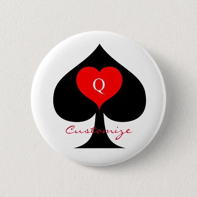 Black Queen of Spades Red Heart Thunder_Cove Button (Vorderseite)