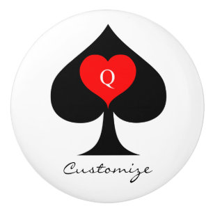 Black Queen of Spades Red Heart Thunder_Cove Keramikknauf