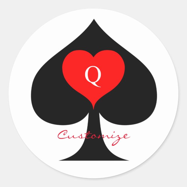 Black Queen of Spades Red Heart Thunder_Cove Runder Aufkleber (Vorderseite)