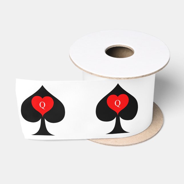 Black Queen of Spades Red Heart Thunder_Cove Satinband (Spule)