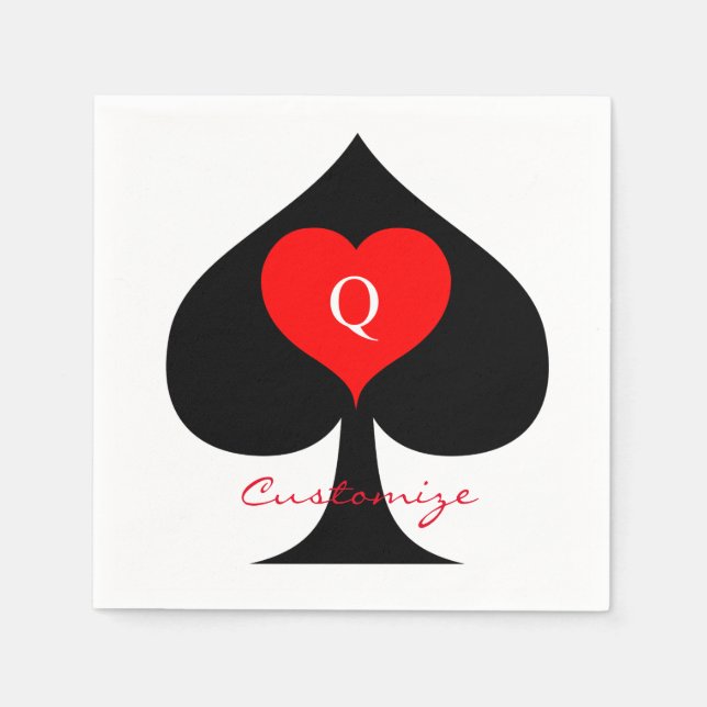 Black Queen of Spades Red Heart Thunder_Cove Serviette (Vorderseite)