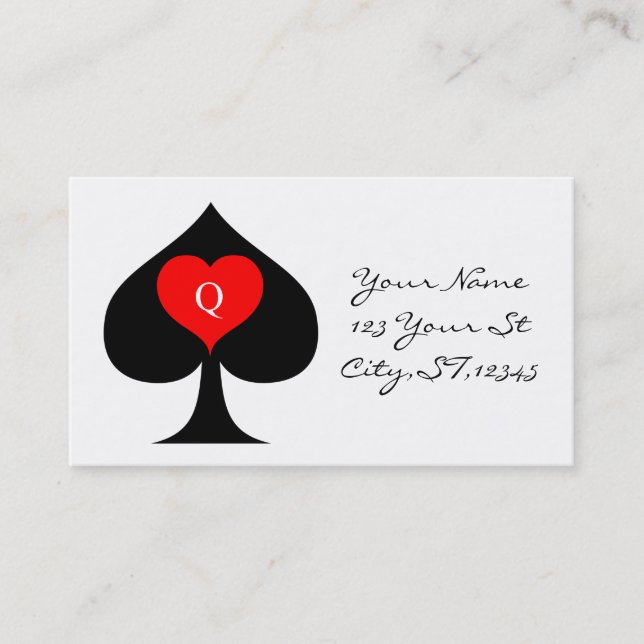 Black Queen of Spades Red Heart Thunder_Cove Visitenkarte (Vorderseite)