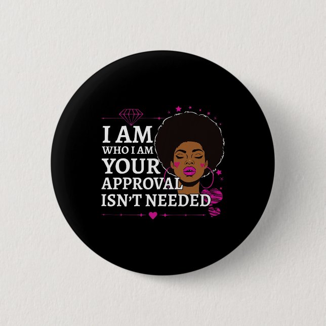 Black Queen Ohrs Curly Natural Afro African Ameri Button (Vorderseite)