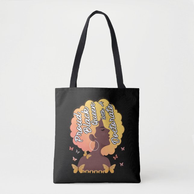 Black Queen PhD Doctorate Degree Graduation EdD Ps Tasche (Vorderseite)