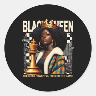 Black Queen Schach Empowerment Black Culture Costu Runder Aufkleber