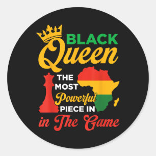 Black Queen Schach kraftvolles Stück im Spiel June Runder Aufkleber