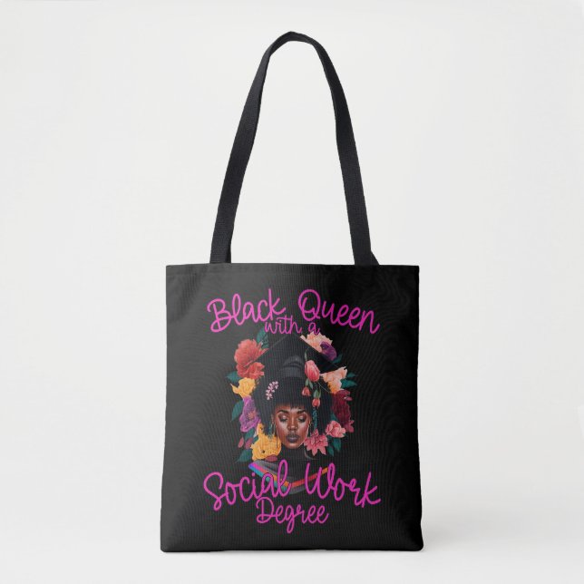 Black Queen Social Work Worker Degree Abschluss Tasche (Vorderseite)