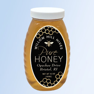Black Queenline Honigetikett mit Bienen und Honigw Ovaler Aufkleber
