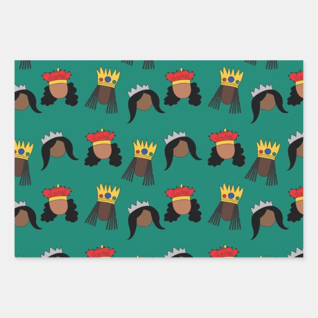 Black Queens Wrapping Paper Sheets Geschenkpapier Set (Vorderseite)