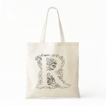 Black "R" Design Tote Bag