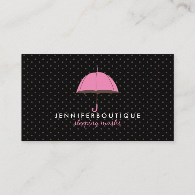 Black Rain Winter Polka Dots Umbrella Visitenkarte (Vorderseite)