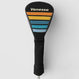 Black Rainbow Across Striping with Name Golf Headcover