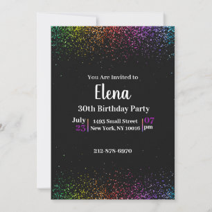 Black Rainbow Elegant Anniversaire Fête Invitation