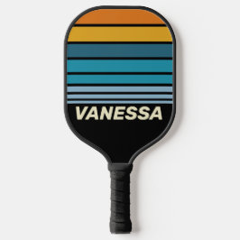 Black Rainbow Horizon Striping with Name Pickleball Schläger