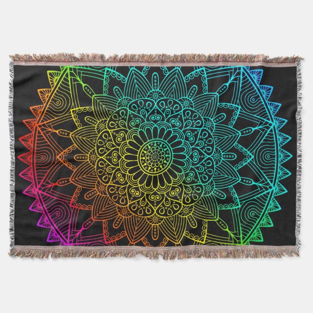 Black Rainbow Mandala Poster Decke (Vorderseite)