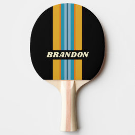 Black Rainbow Rally Stripe with Name Tischtennis Schläger