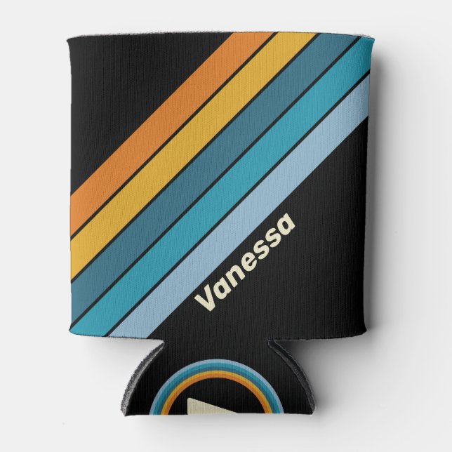 Black Rainbow Stripes with Name Dosenkühler (Vorderseite)