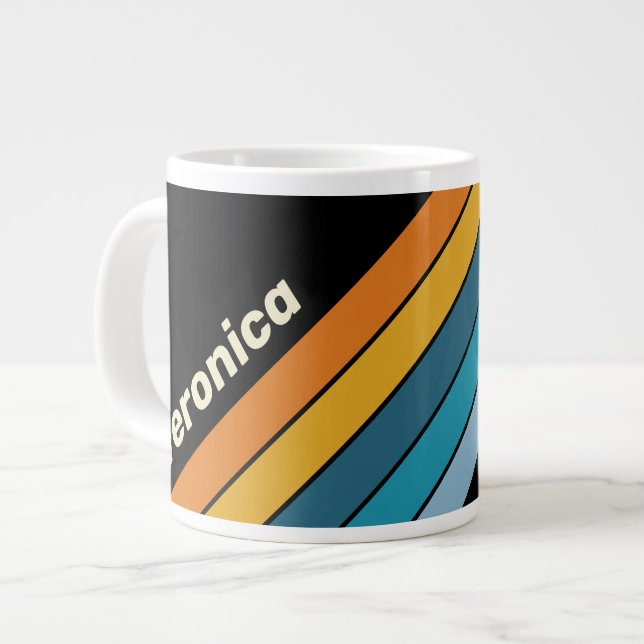 Black Rainbow Stripes with Name Jumbo-Tasse (Vorderseite Links)