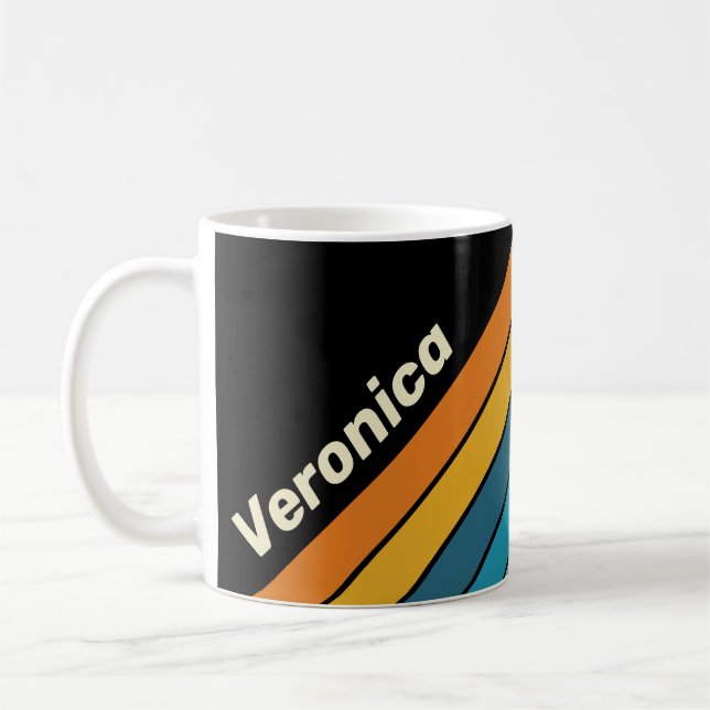 Black Rainbow Stripes with Name Kaffeetasse (Links)