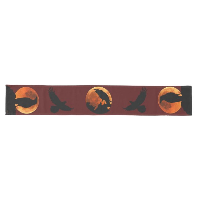 Black Raven and Blood Red Moon Table Runner Großer Tischläufer (Horizontal)
