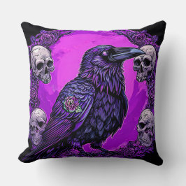 Black Raven and Skulls Kissen