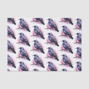 Black Raven auf einem Zweigbild Seidenpapier