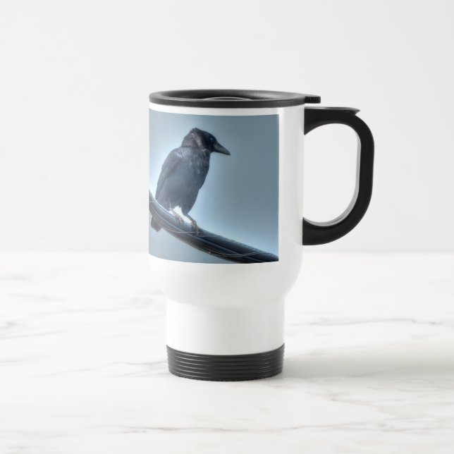 Black Raven auf einer Powerline Gothic, Celtic, Wi Reisebecher (Rechts)