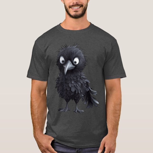 Black Raven Bird Grafik für gotische Kinder Frauen T-Shirt (Vorderseite)