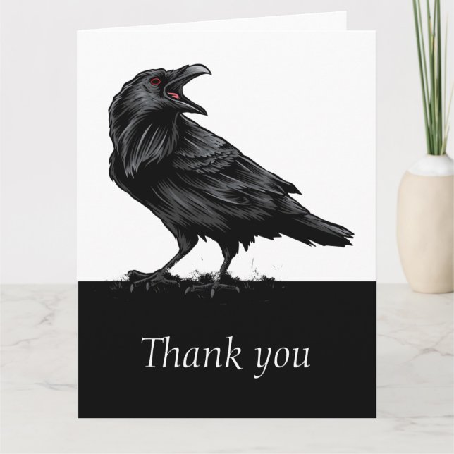Black Raven Bird Vielen Dank Dankeskarte (Vorderseite)