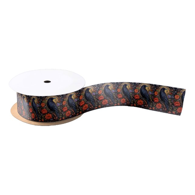 Black Raven Dark Gothic Muster Satinband (Spule)