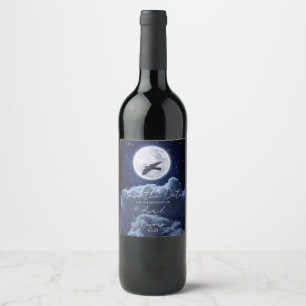 Black Raven Full Moon Night Sky Weinetikett