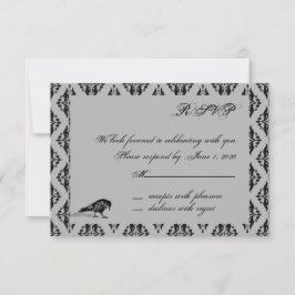 Black Raven Gothic Frame Response Card Einladung
