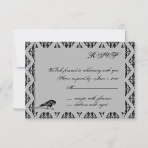 Black Raven Gothic Frame Response Card Einladung