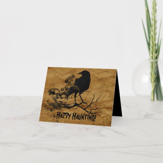 Black Raven Halloween Karte (Vorderseite)