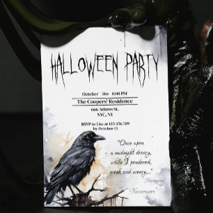 Black Raven Halloween-Party Einladung