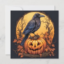 Black Raven Happy Halloween Karte
