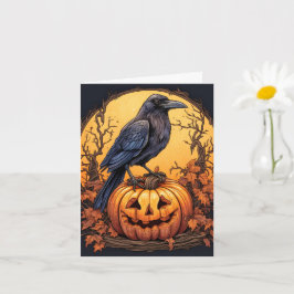 Black Raven Happy Halloween Karte