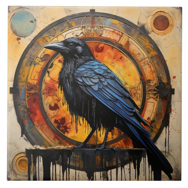 Black Raven, lebendige Graffiti Art Fliese (Vorderseite)
