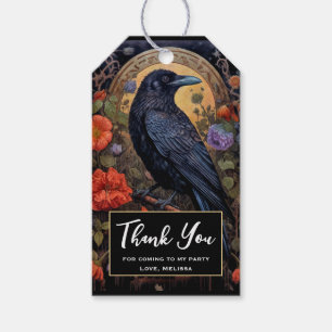 Black Raven mit Blume Gothic Danke Geschenkanhänger