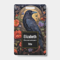 Black Raven mit Blume Gothic Design