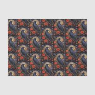 Black Raven mit Blume Gothic Design Seidenpapier