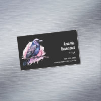 Black Raven on a Branch Illustration
