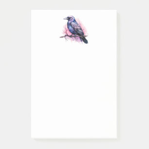 Black Raven on a Branch Illustration Post-it Klebezettel